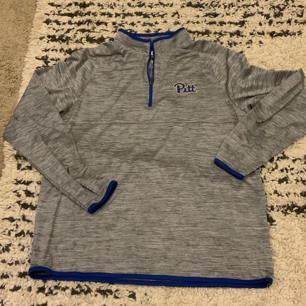 Colosseum Pitt Gray and Blue Quarter-Zip Pullover